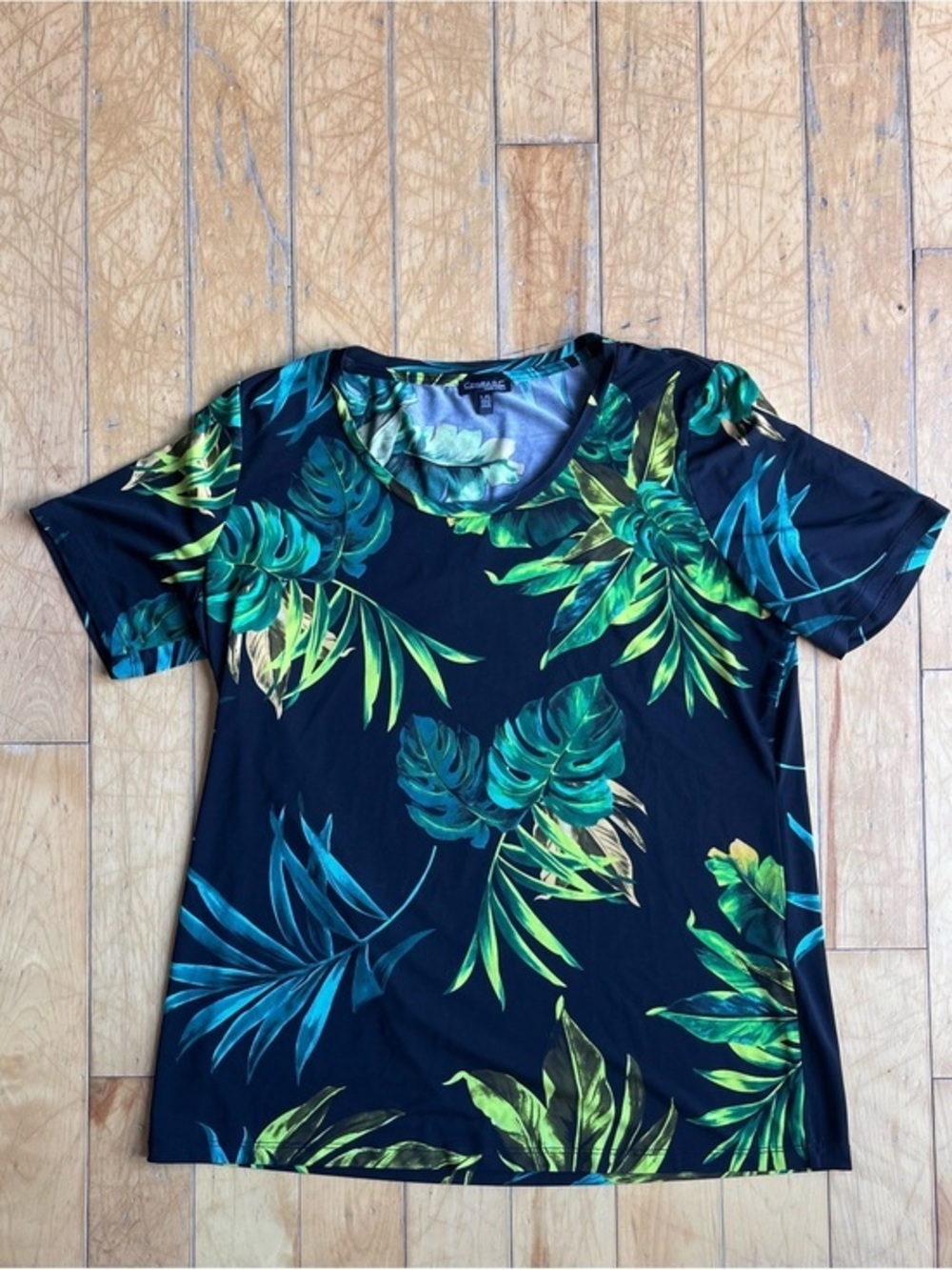 Conrad C Collection Tropical Leaf Print Summer Short Sleeve T-Shirt Size Large